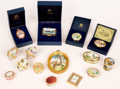 A quantity of Halcyon Days enamel boxes