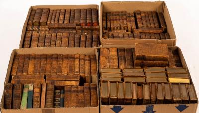A quantity of leather bound volumes,