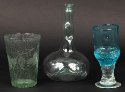 A green soda glass carafe with