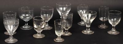 Twelve Victorian wine glasses to