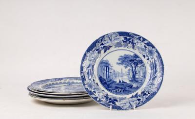 Four pearlware blue and white plates 2dc3df