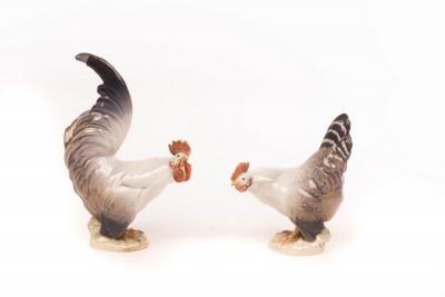 A Royal Copenhagen cock and hen,
