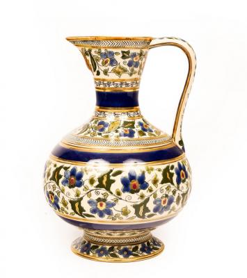 A Zsolnay Pecs ewer decorated scrolling 2dc3f7