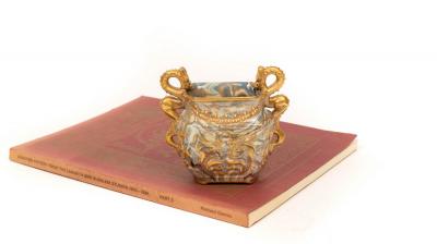 A Doulton marqueterie vase, with