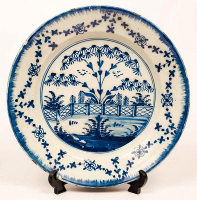 A Liverpool Delftware plate, circa