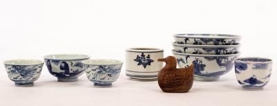A group of Chinese blue and white bowls,