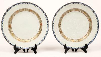 A pair of Chinese pâte-sur-pâte plates,