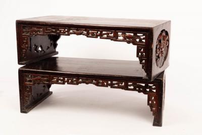 A pair of Chinese low tables, Qing