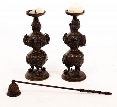 A pair of Japanese bronze candlesticks  2dc47a