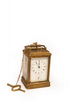 A gilt brass cased carriage clock