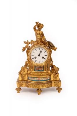 A French gilt metal mounted mantel clock,