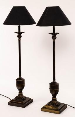 A pair of lamps with stepped bases