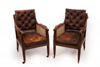 A pair of William IV mahogany library