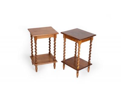 A pair of oak bedside tables on