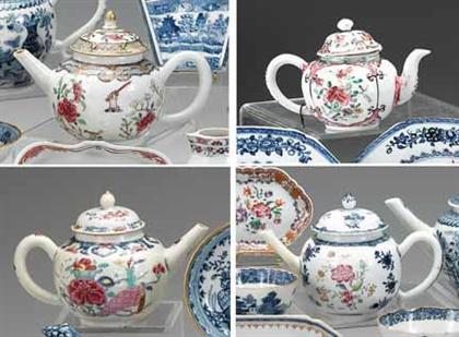 Four Chinese export porcelain teapots 493c3