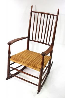 A Shaker rocking chair, initialled under