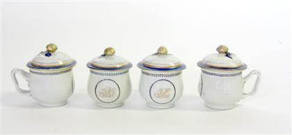 Four Chinese export porcelain pot-de-creme