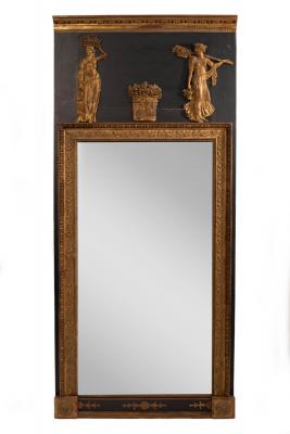 An Empire style gilt framed mirror,