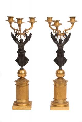 A pair of Empire style three-branch,