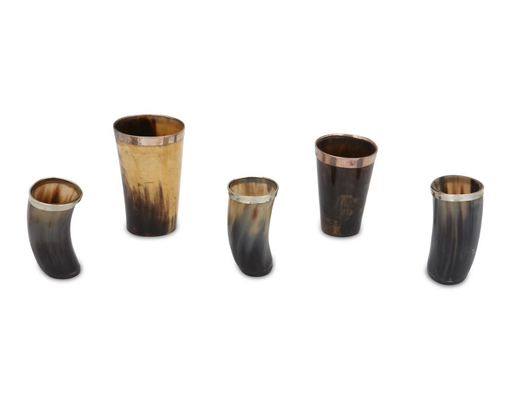 A GROUP OF STERLING AND HORN CUPSA