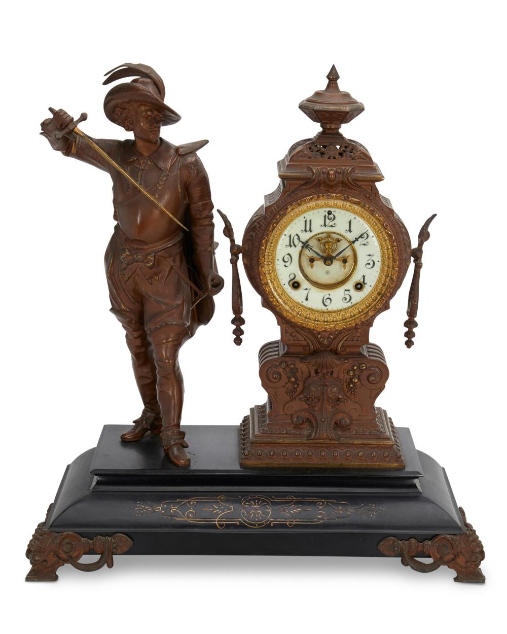 AN ANSONIA FIGURAL MANTEL CLOCKAn