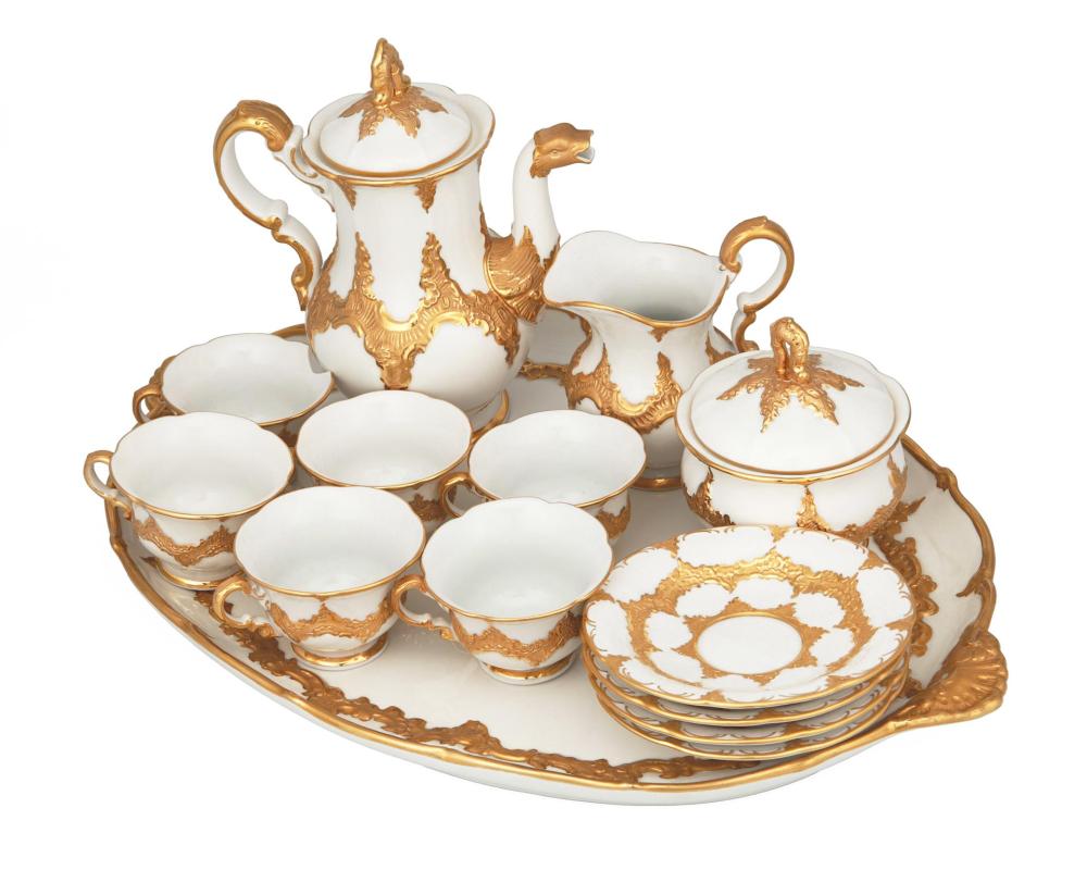 A MEISSEN GILT DECORATED PORCELAIN