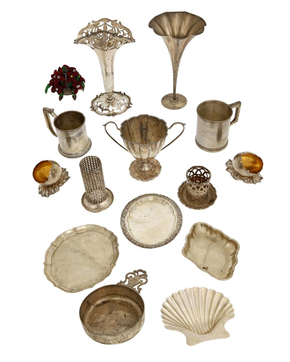 A GROUP OF STERLING SILVER HOLLOWAREA