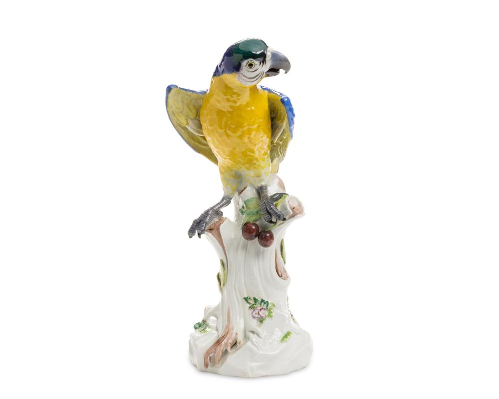 A MEISSEN PORCELAIN PARROT FIGUREA