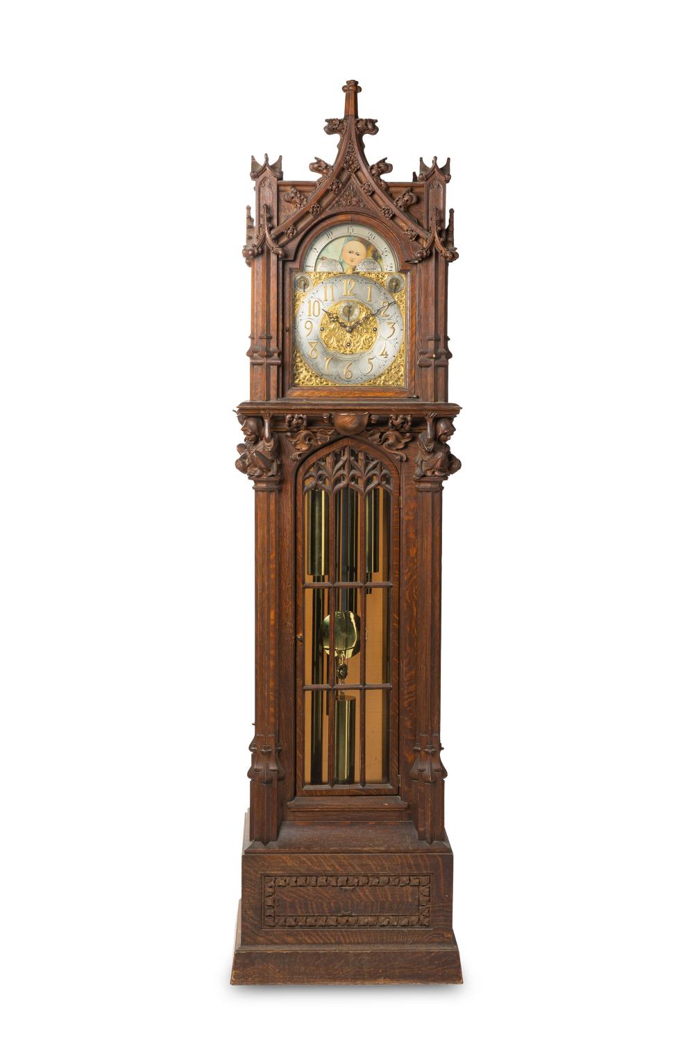 A GOTHIC-STYLE TALL CASE CLOCKA Gothic-style