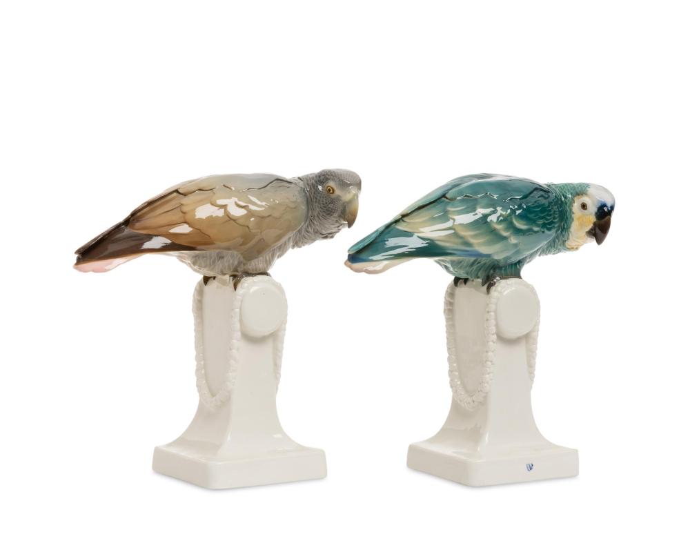 TWO NYMPHENBURG PORCELAIN PARROT 2dadb6