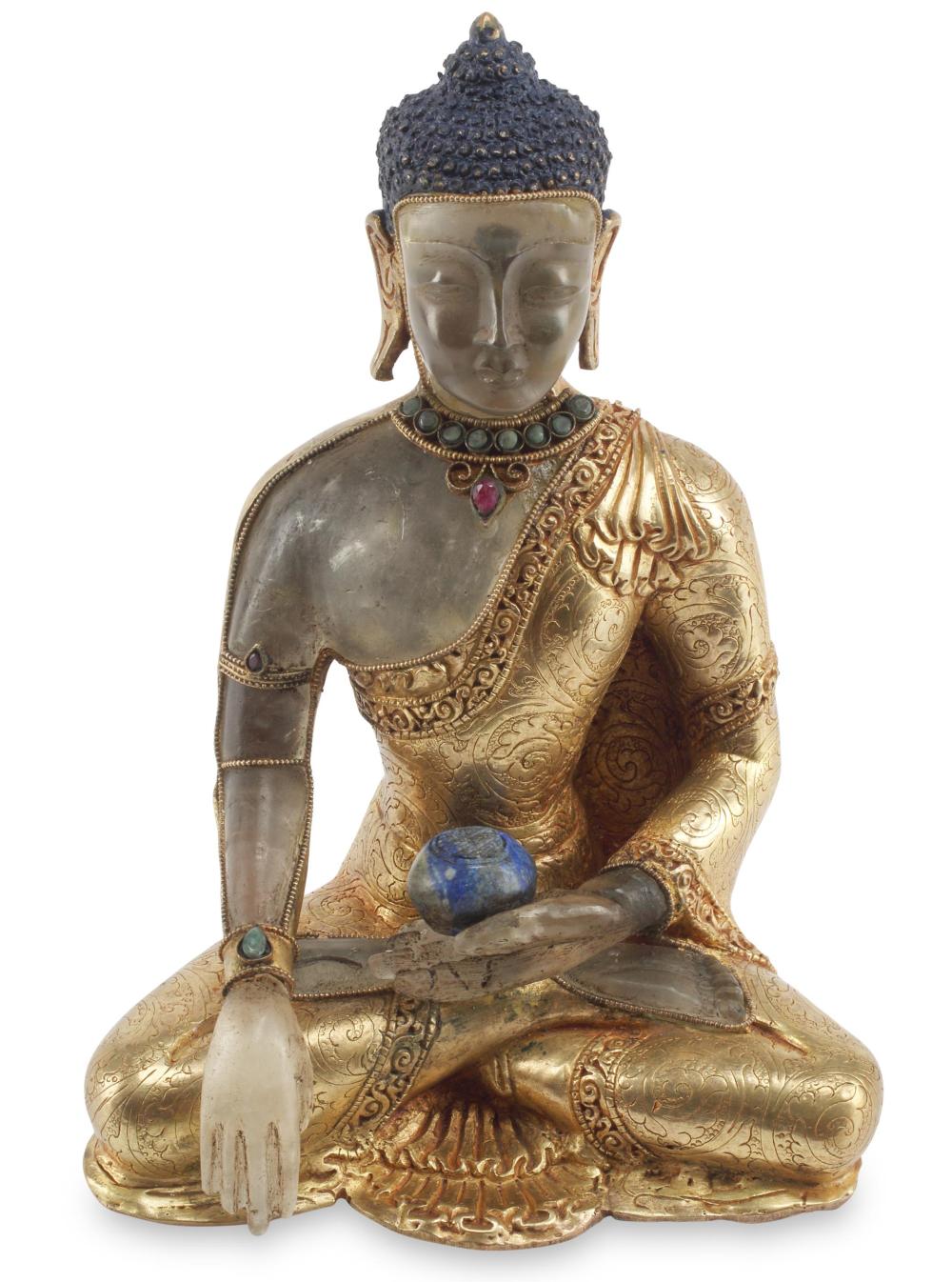 A CHINESE GILT-BRONZE AND ROCK
