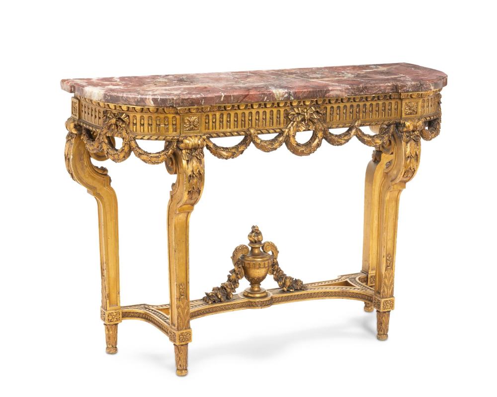 A FRENCH CARVED GILTWOOD CONSOLE