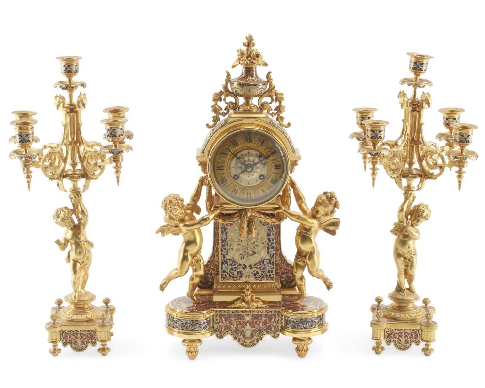 A FRENCH GILT BRONZE AND CHAMPLEVE 2dade3