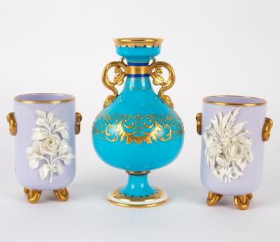 A Minton turquoise ground baluster