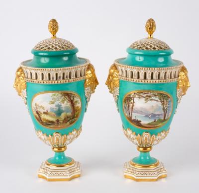 A pair of Copeland turquoise ground 2dd671