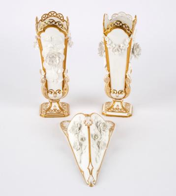 A pair of Derby Crown porcelain white