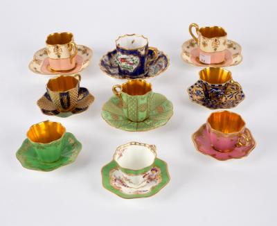 Nine Copeland demitasse cabinet cups