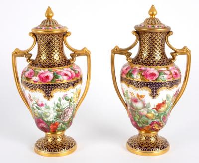 A pair of Copeland two-handled vases
