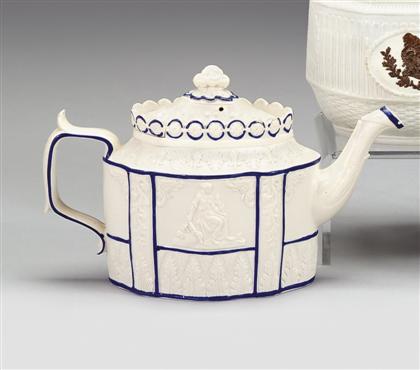 Molded salt-glazed porcelain  teapot