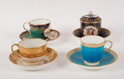 A Spode cup and saucer painted Sèvres