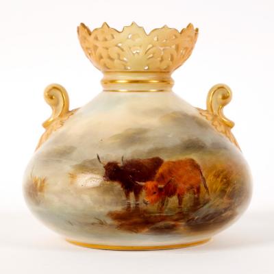 A Royal Worcester vase painted