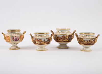 Three English porcelain two-handled
