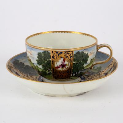 A Worcester teacup and saucer  2dd6d7