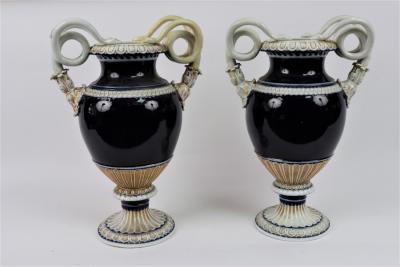 A pair of large Meissen vases in