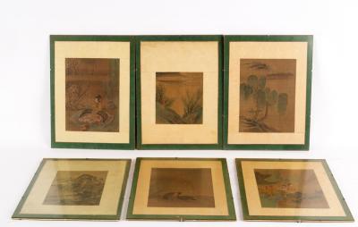Six Chinese paintings, each 26cm x 19cm