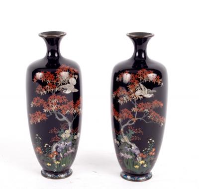 A pair of Japanese cloisonné baluster