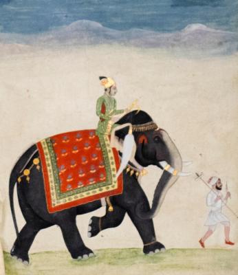 Mughal School Elephant and Rider gouache 2dd737