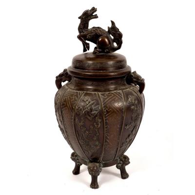 A Japanese bronze koro with dragon 2dd732