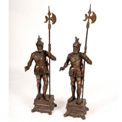 A pair of fire ornaments modelled