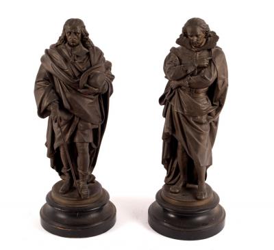 A pair of spelter figures of Shakespeare